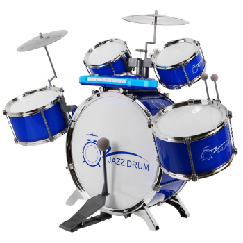 Zestaw muzyczny Perkusja + Keyboard + Mikrofon dla dzieci 3+ niebieski Dźwięki Światła